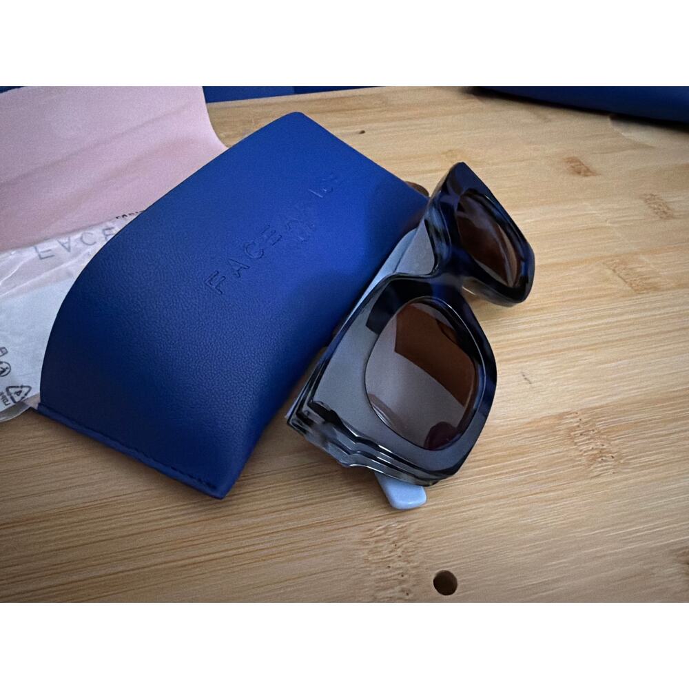 New Face A face glitch 1 6591 blue tortoise sunglasses hand made Italy - Picture 5 of 7
